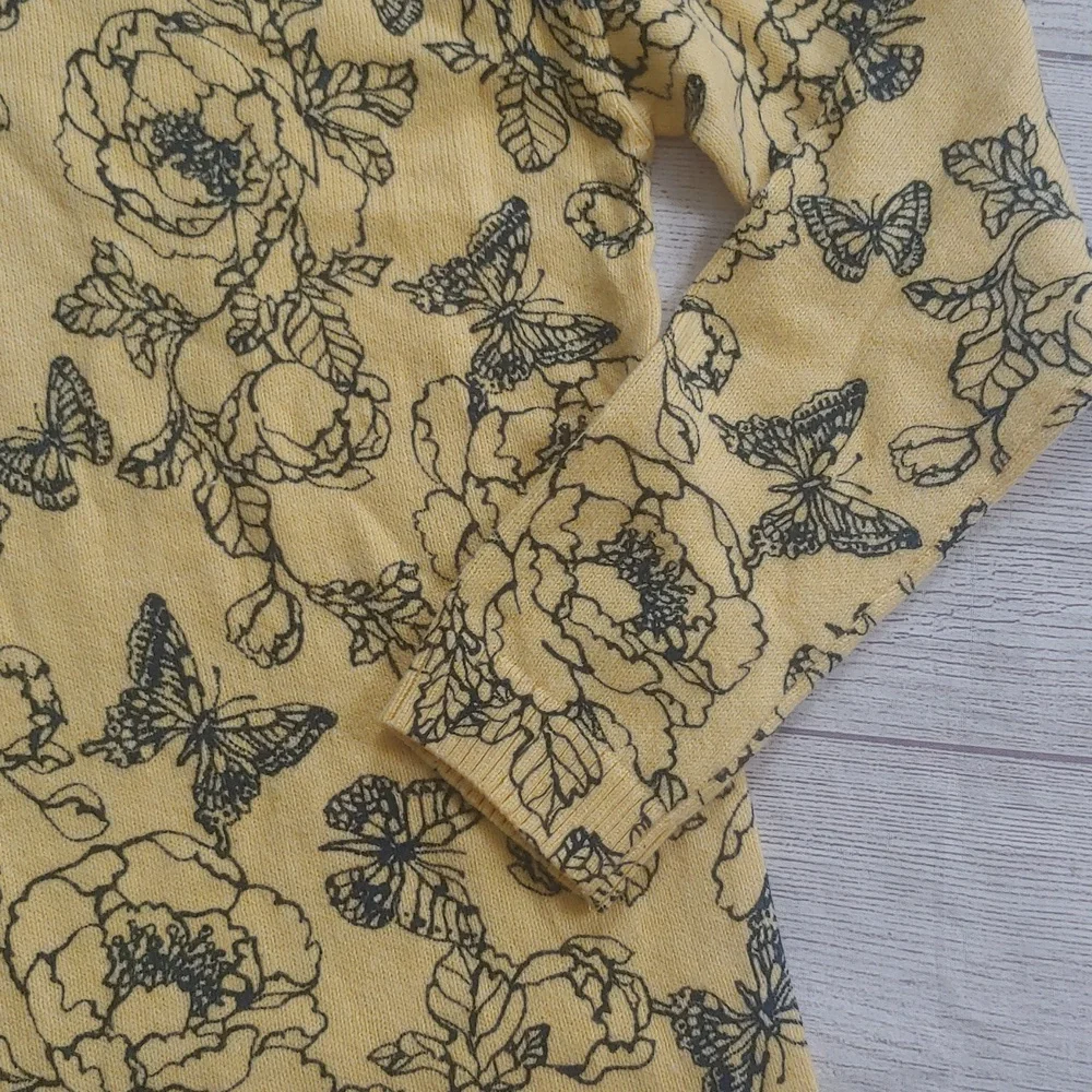 J. JILL COTTON BLEND LIGHTWEIGHT FLORAL SWEATER